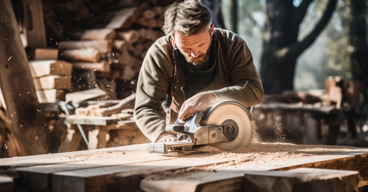 cutting wood with circular saw